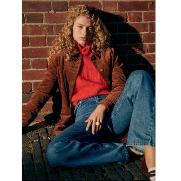 SEZANE Bright Red Mohair Merino Wool Knit Ruffle High Neck Sweater Loris Jumper - Picture 11 of 15